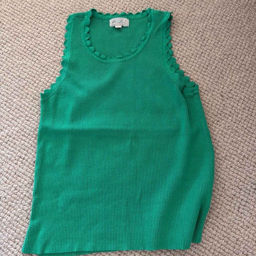 Marled Emerald Sleeveless Knit Top